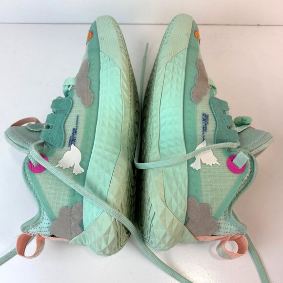 Adidas Harden Vol. 5 J Mint Green Kids Sneakers Size 4.5 Flowers Butterflies - Picture 10 of 11